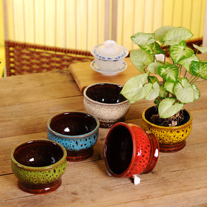 Serie de Macetas Multicolores P434, Hechas a Mano en Horno a Alta Temperatura, Artesanía Creativa de Cerámica para Suculentas - Product Image 1