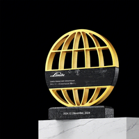 Trophée globe en métal marbré imprimé UV, médaille personnalisée haut de gamme avec logo, plaque commémorative d'anniversaire
