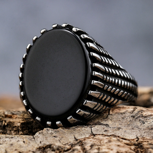 Bán buôn nóng bán thép không gỉ không gỉ phong cách Retro Độc Đoán đá quý Zircon Vòng - Product Image 3