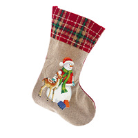 Kit de peinture diamant DIY pour chaussettes de Noël et sacs à bonbons, 3 bonshommes de neige, chaussettes à suspendre à carreaux, décoration de fête de fin d'année