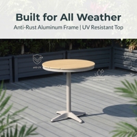 Table de bistrot extérieure en aluminium de 31,5 pouces, petite taille, imperméable, antirouille, table d'appoint pour balcon, jardin, cour