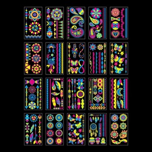 Autocollants de tatouage temporaire néon à transfert d'eau UV phosphorescents, très populaires, pour application corporelle, soirées en boîte de nuit - Product Image 6