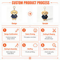 Porte-clés en peluche chien habillé sur mesure, animal en peluche doux, OEM ODM, cadeau de fête, approvisionnement en gros