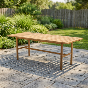 Table à manger rectangulaire en bois massif, design scandinave, moderne, écologique, imperméable, durable, stable, 8 places, OEM, utilisation en extérieur - Product Image 3