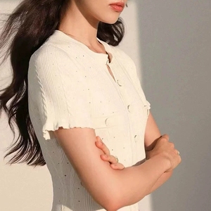 Abiti lunghi da donna <span class=keywords><strong>in</strong></span> <span class=keywords><strong>maglia</strong></span> a maniche corte, con scollo, aderenti e svasati, alla moda, tinta unita. - Product Image 4