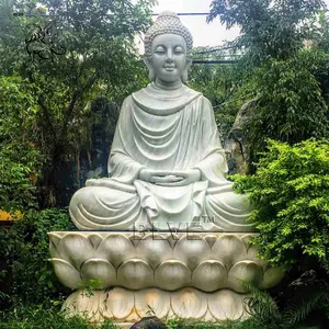 BLVE Personalizado Ao Ar Livre Grande de Mármore Branco Escultura Bali Grande Buda Estátua de Buda de Pedra Escultura Do Jardim