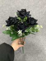 Foto Asli Buket Bunga Mawar Hitam Beludru Buatan Tangan - Kualitas Tinggi Grosir Desain Modern Natal