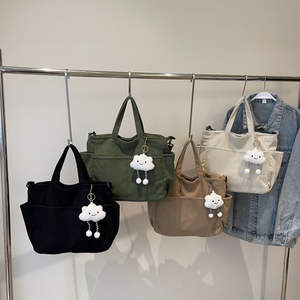 Sac à main grande capacité pour femme, sac à bandoulière simple en velours côtelé pour femme, sac de voyage à bandoulière - Product Image 2