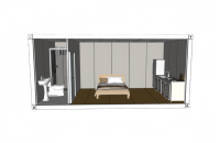 Maison conteneur préfabriquée blanche de 20 pieds, 1 chambre, cuisine modulaire, salle de bain détachable, bureau pliable, école, centre commercial