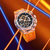 Reloj Deportivo para Hombre SVJ con Caja Transparente, Correa de Silicona, Esfera Esqueleto, Pantalla Multifunción, Regalos para Hombre