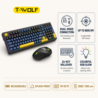 Combo clavier et souris sans fil pour jeux 2.4G 8000 DPI 98 touches 26 touches anti-ghosting pour PC Gamer