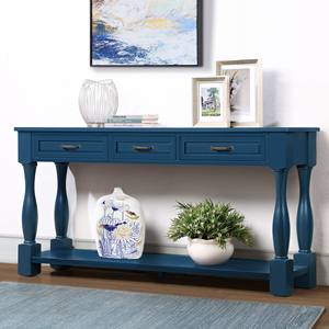 Wood Console <b>Table</b> 63inch 3 Drawers 1 Shelf Entryway Hallway Sofa <b>Table</b> Extra Thick Easy Assembly - Product Image 3