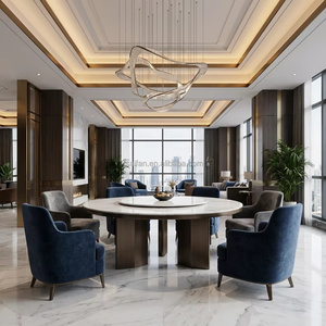 Table à manger ronde moderne de luxe en pierre frittée avec piétement en acier inoxydable bronze pour <span class=keywords><strong>villa</strong></span>, hôtel et usage intérieur/extérieur - Product Image 5