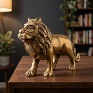 Figura de León de Latón Macizo Vintage, Escultura de León Hecha a Mano para Decoración del Hogar, Oficina, Escritorio, Estante, Regalo Coleccionable - Product Image 5