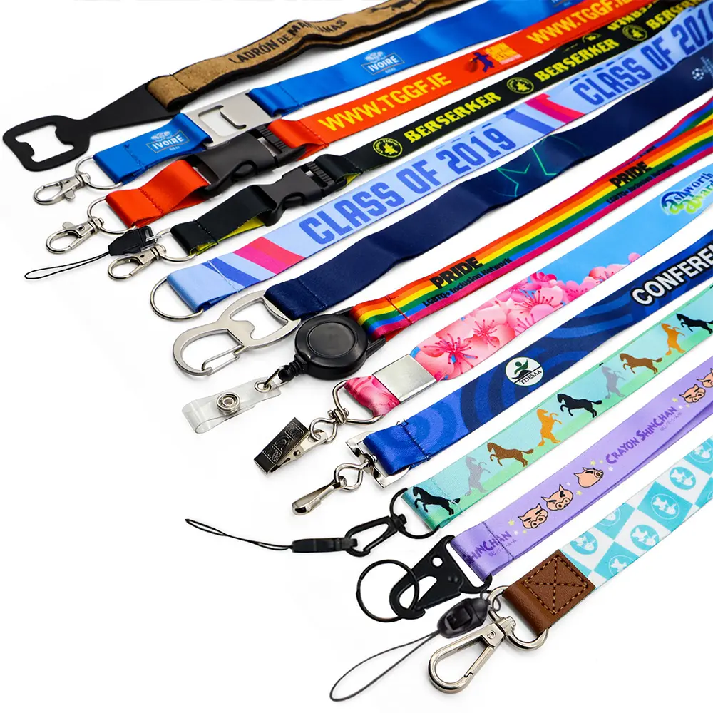 Atacado Oem Blank Sublimation Poliéster Nylon Plain barato personalizado logotipo impresso Lanyard