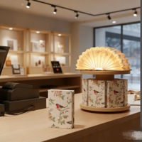Lampe de chevet créative en papier superposé, certifiée KC, avec motif d'oiseau personnalisé, lampe pliante en forme de livre, décoration d'intérieur, cadeau pour librairies et boutiques.