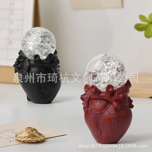 Simulated Heart Resin Ornament With <b>Crystal</b> <b>Ball</b> For Home Decor Valentine'S Day Gift Contemporary Design Single Piece - Product Image 3