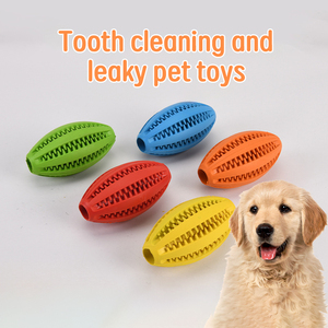 Giocattoli per cani per animali domestici che rosicchiano denti da rugby resistenti ai morsi non male, forniture per palline di gomma per perdite di cibo - Product Image 2