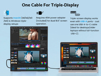 Moniteur portable double 18,5 pouces, écran IPS FHD 1080P, interface Type-C, écran tactile, double affichage à un seul câble, prend en charge différentes résolutions