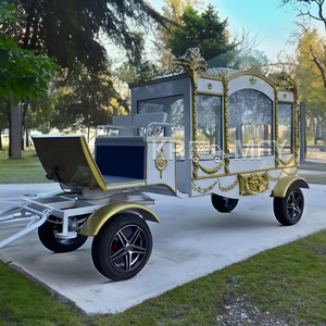 รถศพหรูหราตกแต่งลายดอกไม้แบบนูน ลากด้วยม้า 6 ที่นั่ง พวงมาลัยซ้าย ยางตัน โครงเหล็ก ยี่ห้อ KR จากจีน - Product Image 4