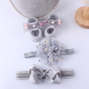 3D mignon personnalisé mince tricoté antidérapant à volants bébé chaussettes et bandeau ensemble décontracté nouveau-né garçon et fille été essentiels - Product Image 4