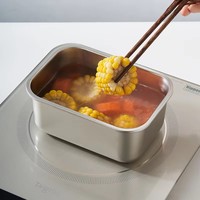 Boîte de conservation alimentaire sous vide en acier inoxydable 304 multi-tailles avec couvercle en plastique, empilable, design moderne, multifonctionnelle pour réfrigérateur, garde-manger et cuisine