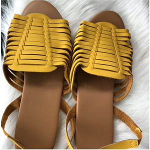 Zapatos de punta abierta romana para mujer, Sandalias planas de colores sólidos con punta estrecha, Boca de pescado - Product Image 4