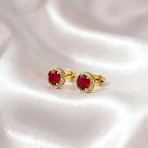 Natural Ruby Round Cut Faceted Stud <b>Earrings</b> In 925 Sterling <b>Silver</b> Or 18K Gold Filled Classic Elegant Red Gemstone Fine Jewelry - Product Image 2