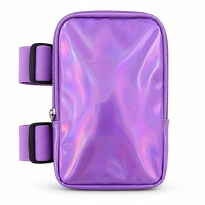 Holographic PU Thigh Bag Unisex Waterproof Zipper Closure Multi Color <b>Box</b> Shape Daily Use Phone Bag - Product Image 4