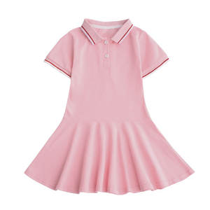 2025 personalizzabile vendita calda vestiti per neonata abiti di cotone per bambini estate rosa/bianco/<span class=keywords><strong>nero</strong></span> Polo Dress - Product Image 2