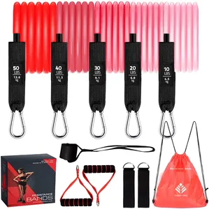 set gym supplier fitness pedal tube latex light medium heavy yoga pull up resistance band