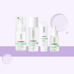 LANBENA SPComplex Ensemble de soins de la peau pour l'acné, traitement lissant de l'acné, crème anti-acné, élimination des boutons pour hommes, 4 pièces - Product Image 1