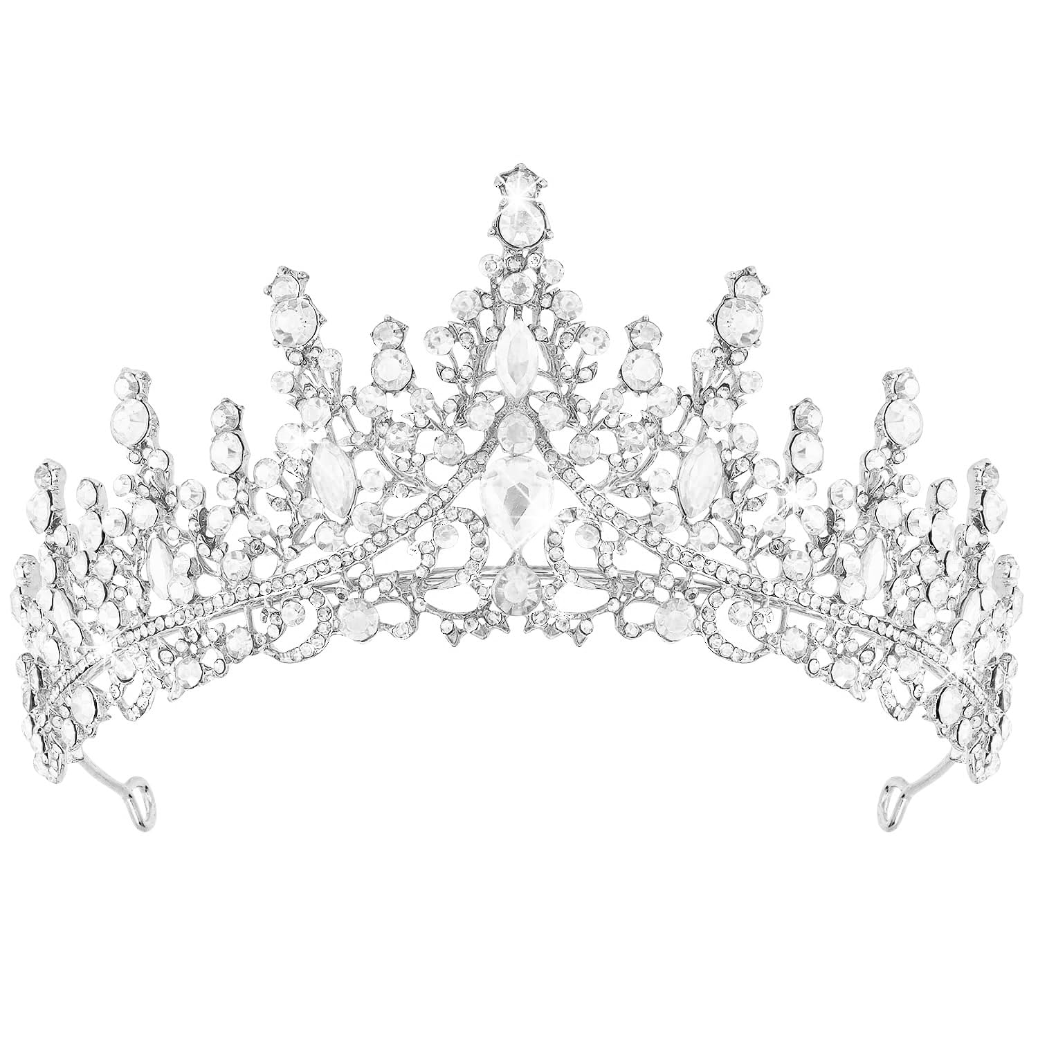 Zilveren Tiara Kroon Voor Vrouwen Crystal Queen Kronen Strass Prinses Tiara 'S Voor Bruid Bruiloft Haaraccessoires