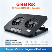 Support de refroidissement pour ordinateur portable à double ventilateur, 5 niveaux réglables, double USB, silencieux, pour ordinateur portable de 15,6 pouces