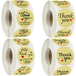 Promotional Products 1.5 Inch 500 Pcs Kraft Paper Stickers for Box Bag Envelope Thank You for Your Purchase Stickers