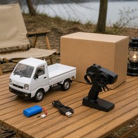 Voiture RC 4x4 Mini Pick-up 2,4 GHz Télécommandée Kei Truck Tout-Terrain Blanc ABS+Métal Lumières LED Échelle 1:10 Prête à l'emploi Chargeur Inclus