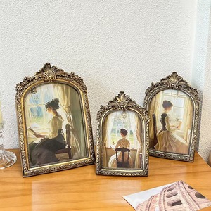 Cadre photo vintage en résine dorée sculptée en forme d'arche, 6 "7" 8 ", cadeaux, décoration de la maison - Product Image 4