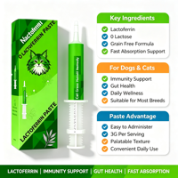 Pâte de lactoferrine pour chiens et chats, soutient l'immunité et la santé intestinale, sans lactose, sans céréales, absorption rapide, complément alimentaire pour animaux de compagnie, OEM