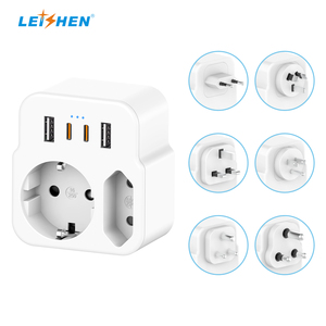 Adaptateur de <span class=keywords><strong>prise</strong></span> de voyage UE, multiprise avec 2 prises AC + 2 USB-A + 2 ports de charge rapide Type-C - Product Image 1