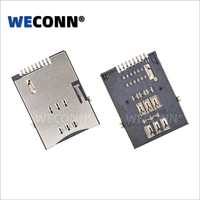 Connecteur de carte SIM WECONN WL-SIM750-003 6PIN+2 H=1.80mm Push-Push avec interrupteur de détection, résistant aux hautes températures
