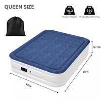Matelas pneumatique pliable en PVC avec pompe intégrée, oreiller, double hauteur, capacité de charge de 272 kg, pour le camping en plein air, la maison, l'hôpital, la salle de sport
