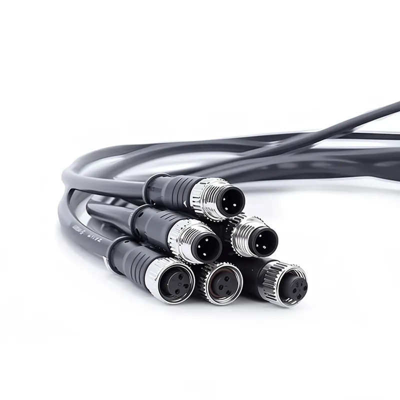 Cable Impermeable M8 M12 Pvc Pur Cable Macho Hembra 3 4 5 6 8 Pin Montaje en Panel Sensor Circular M12 Conector