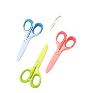 Tijeras pequeñas Deli 6063 con punta redonda para niños, estudiantes, suministros de manualidades portátiles multifuncionales, azul, verde, rosa - Product Image 3