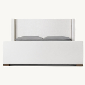 Comfort Wood Bedroom Furniture Sets Handmade Long-Term Use Livingroom Indoor <strong>Italy</strong> <strong>Leather</strong> for King Bed with Footboard - Product Image 3