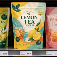 Sachet d'emballage alimentaire personnalisé vide, imprimé sur mesure, avec fermeture éclair, pour poudre de thé au citron et mélange de boissons aux herbes