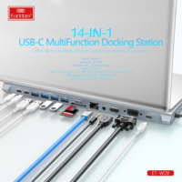 Hub USB C 14 en 1 Earldom, Estación de Acoplamiento USB C con Triple Pantalla, HDMI 4K, VGA, Gigabit Ethernet, Entrega de Energía, Puerto Tipo C