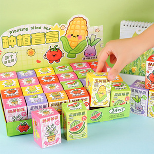 Caja Sorpresa Creativa de Plantas en Maceta, Mini Adornos de Escritorio para Niños, Observación de Frutas y Flores en Jardín de Infancia, 24 Piezas - Product Image 1
