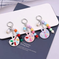 Gantungan Kunci Plastik Palet Lucu Berhias Manik-Manik Warna-Warni, Liontin Artistik Bergaya Girly, Aksesoris Tas Kreatif & Hadiah