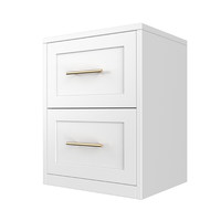 Table d'appoint multifonctionnelle en acier blanc avec 2 tiroirs, armoire de rangement moderne en métal, table de chevet pour la maison, le bureau, le salon