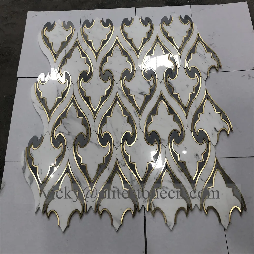 Novo design bronze Metal Mosaico Azulejo Arte Moderna Padrão Quadrado moderno Arte Criativa Backsplash Parede Foshan atacado Preço telhas